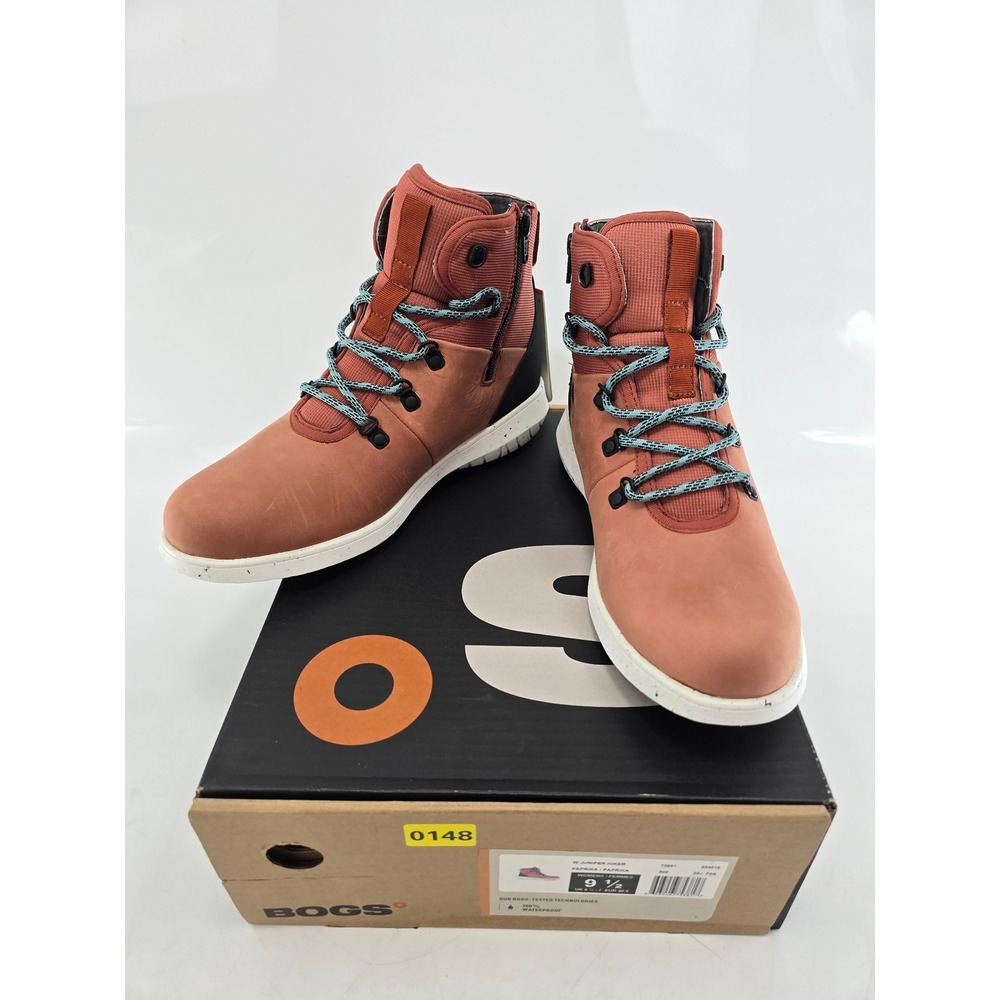 Bogs Juniper Hiker Womens 9.5 Paprika Waterproof Leather Boots - New